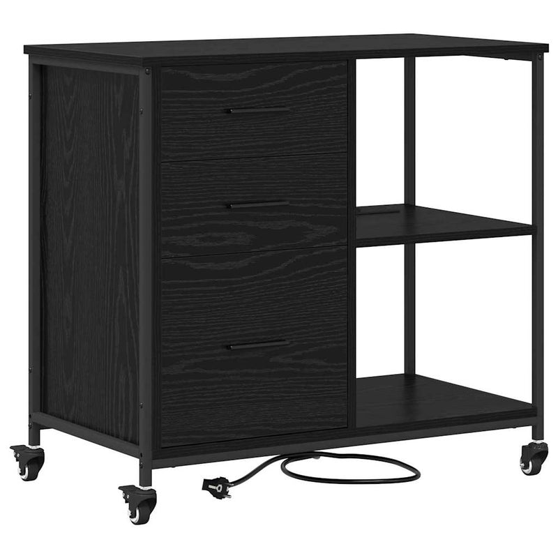 vidaXL Irodai szekrény kerékkel Musta tammi 76 x 41 x 72 cm Faanyag