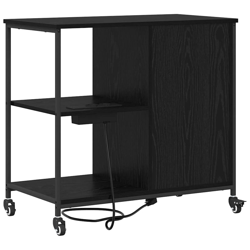 vidaXL Irodai szekrény kerékkel Musta tammi 76 x 41 x 72 cm Faanyag