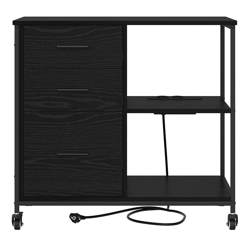 vidaXL Irodai szekrény kerékkel Musta tammi 76 x 41 x 72 cm Faanyag