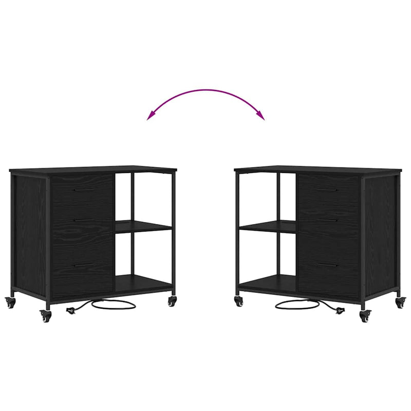 vidaXL Irodai szekrény kerékkel Musta tammi 76 x 41 x 72 cm Faanyag