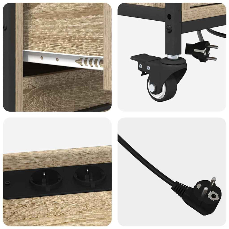 vidaXL Irodai szekrény kerékkel sonoma tölgy 76 x 41 x 72 cm Faanyag