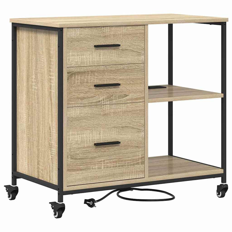 vidaXL Irodai szekrény kerékkel sonoma tölgy 76 x 41 x 72 cm Faanyag