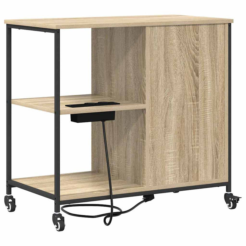 vidaXL Irodai szekrény kerékkel sonoma tölgy 76 x 41 x 72 cm Faanyag
