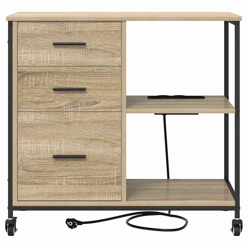 vidaXL Irodai szekrény kerékkel sonoma tölgy 76 x 41 x 72 cm Faanyag