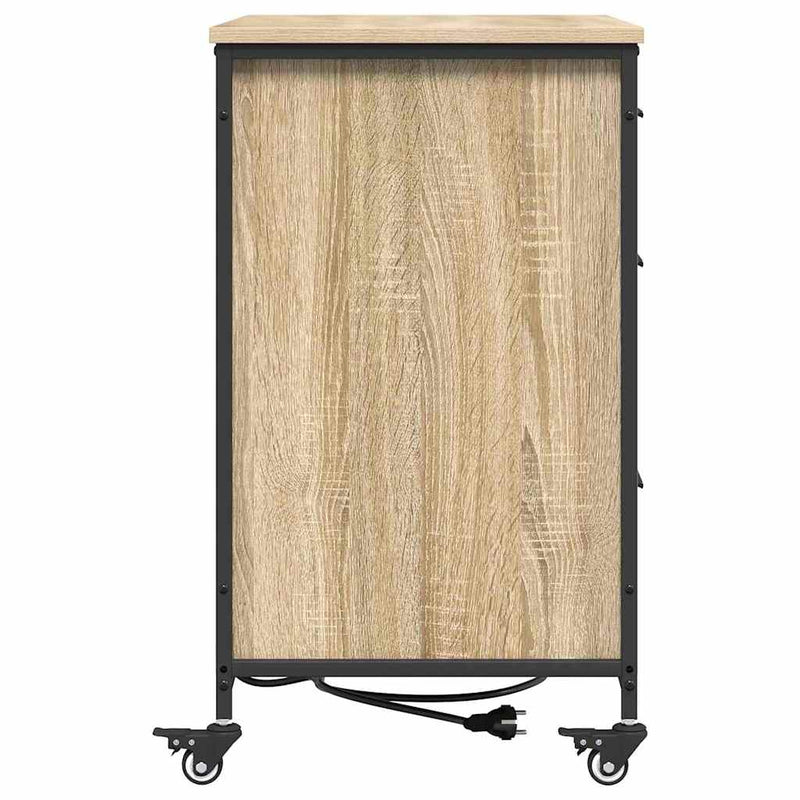 vidaXL Irodai szekrény kerékkel sonoma tölgy 76 x 41 x 72 cm Faanyag