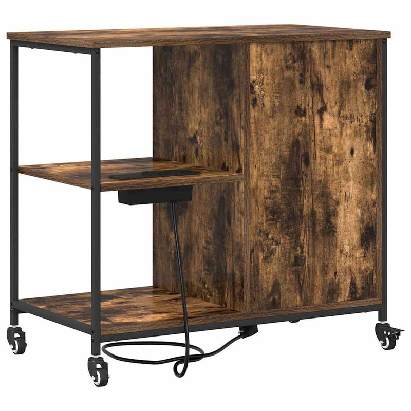 vidaXL Irodai szekrény kerékkel Füstölt tölgy 76 x 41 x 72 cm Faanyag