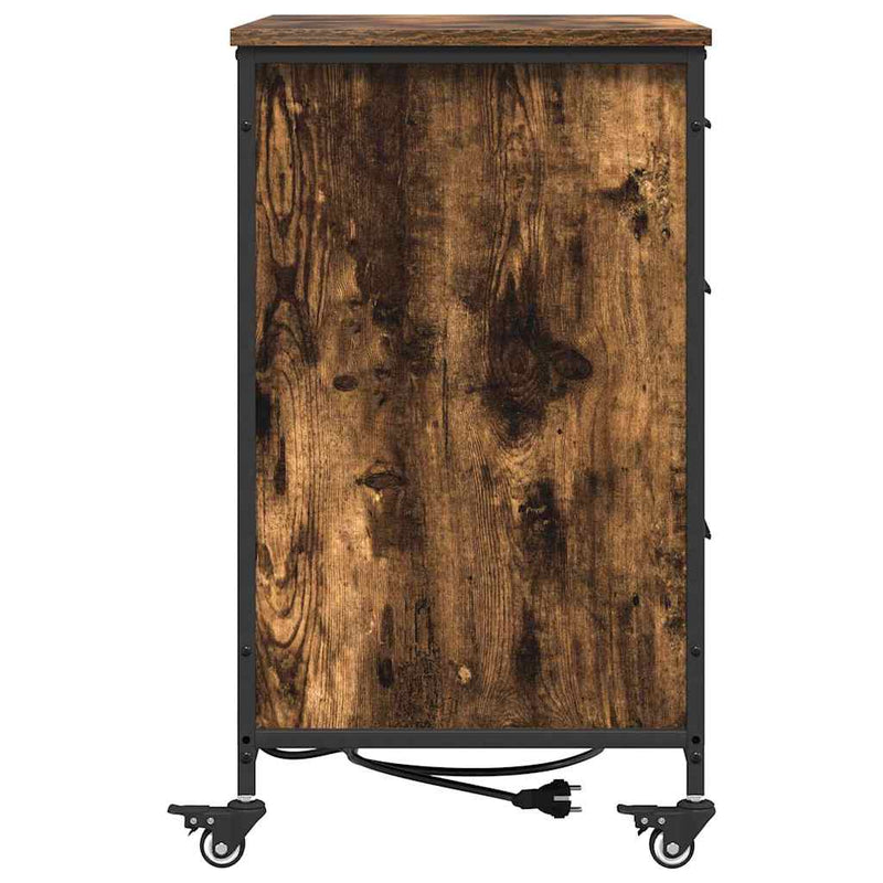 vidaXL Irodai szekrény kerékkel Füstölt tölgy 76 x 41 x 72 cm Faanyag