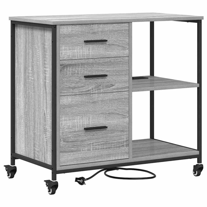vidaXL Irodai szekrény kerékkel Szürke sonoma 76 x 41 x 72 cm Faanyag