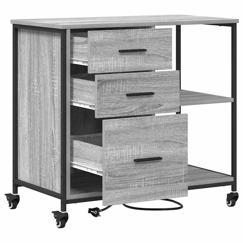 vidaXL Irodai szekrény kerékkel Szürke sonoma 76 x 41 x 72 cm Faanyag