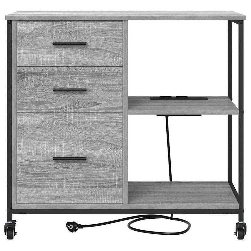 vidaXL Irodai szekrény kerékkel Szürke sonoma 76 x 41 x 72 cm Faanyag