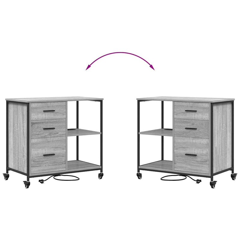 vidaXL Irodai szekrény kerékkel Szürke sonoma 76 x 41 x 72 cm Faanyag