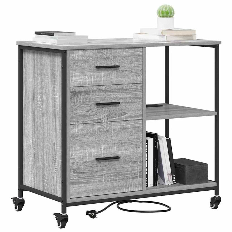 vidaXL Irodai szekrény kerékkel Szürke sonoma 76 x 41 x 72 cm Faanyag