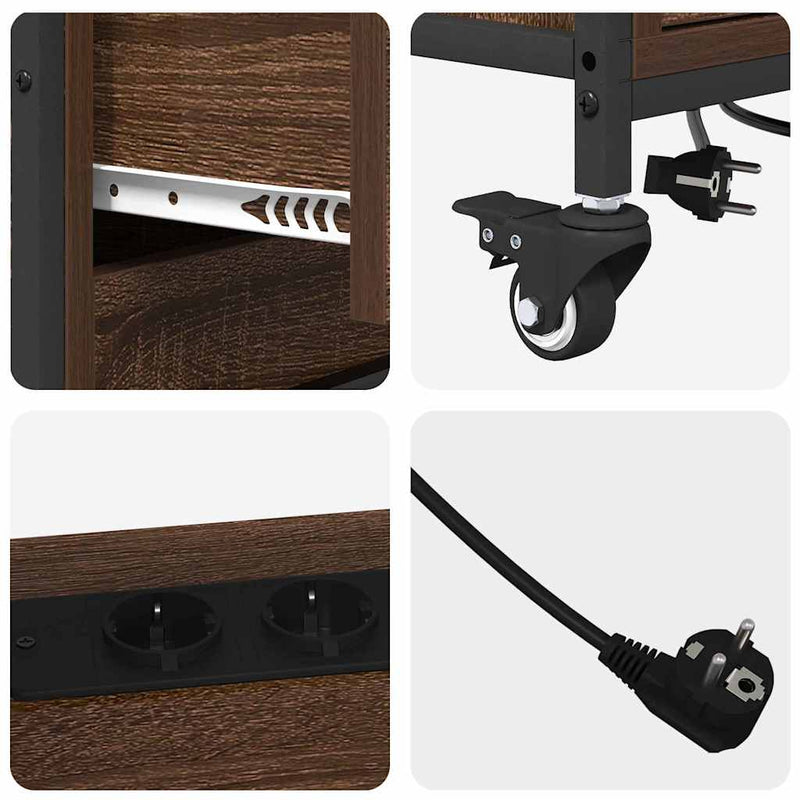 vidaXL Irodai szekrény kerékkel barna tölgy 76 x 41 x 72 cm Faanyag