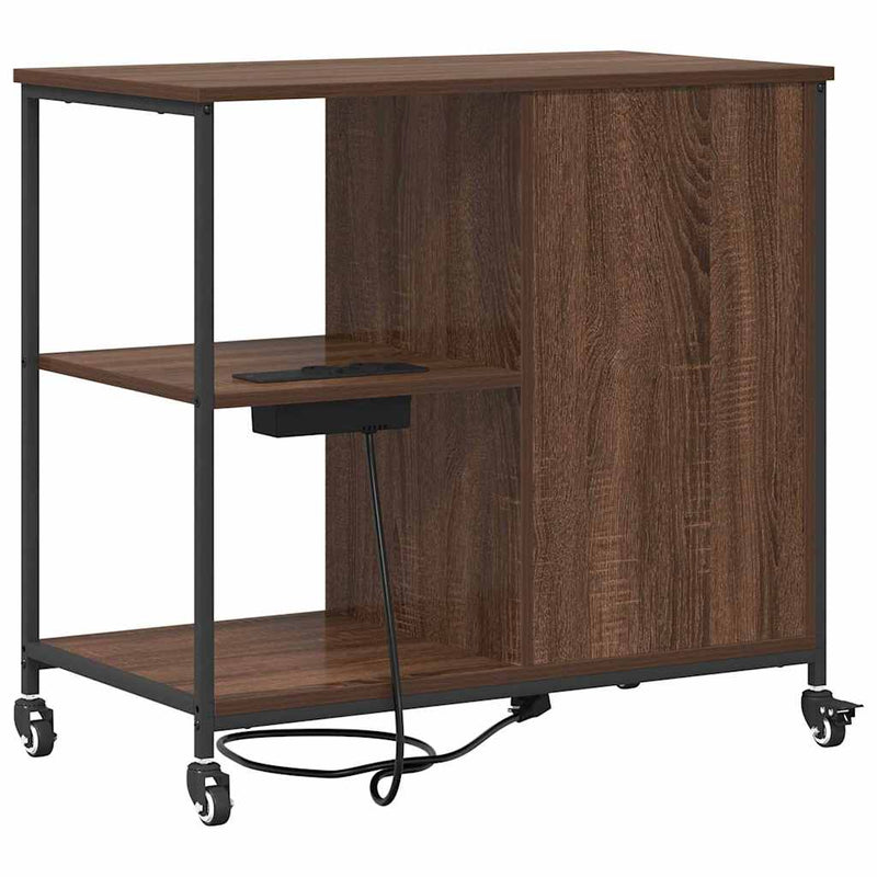 vidaXL Irodai szekrény kerékkel barna tölgy 76 x 41 x 72 cm Faanyag