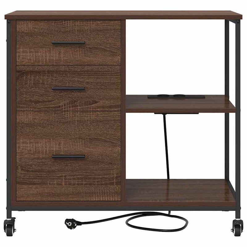 vidaXL Irodai szekrény kerékkel barna tölgy 76 x 41 x 72 cm Faanyag