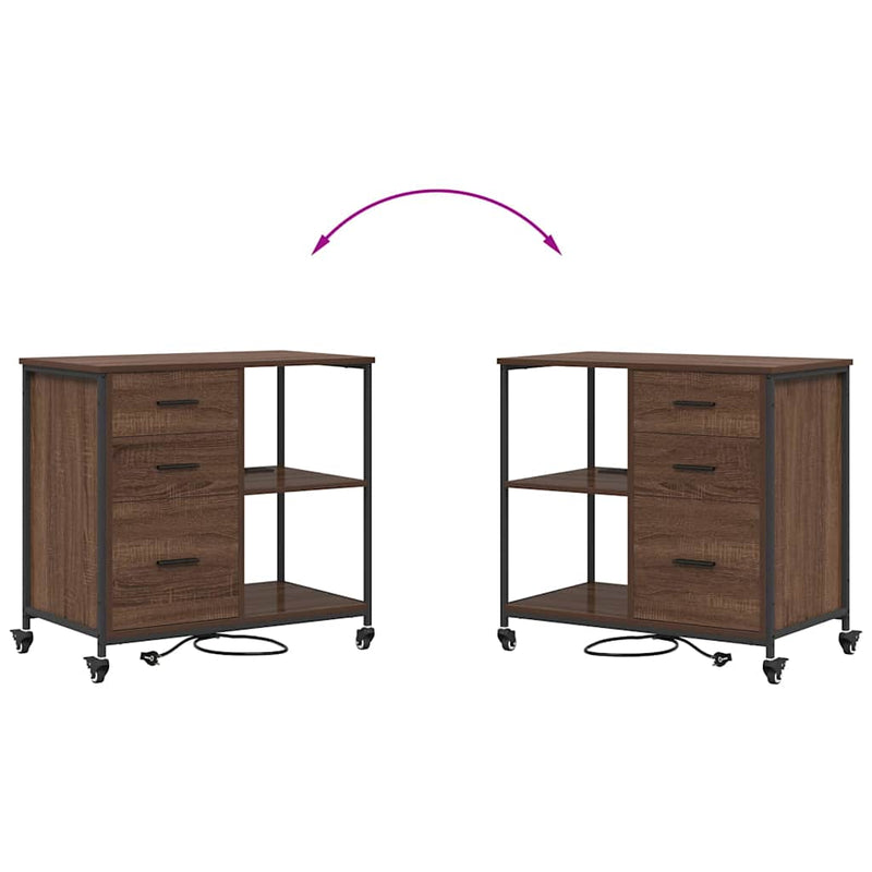 vidaXL Irodai szekrény kerékkel barna tölgy 76 x 41 x 72 cm Faanyag