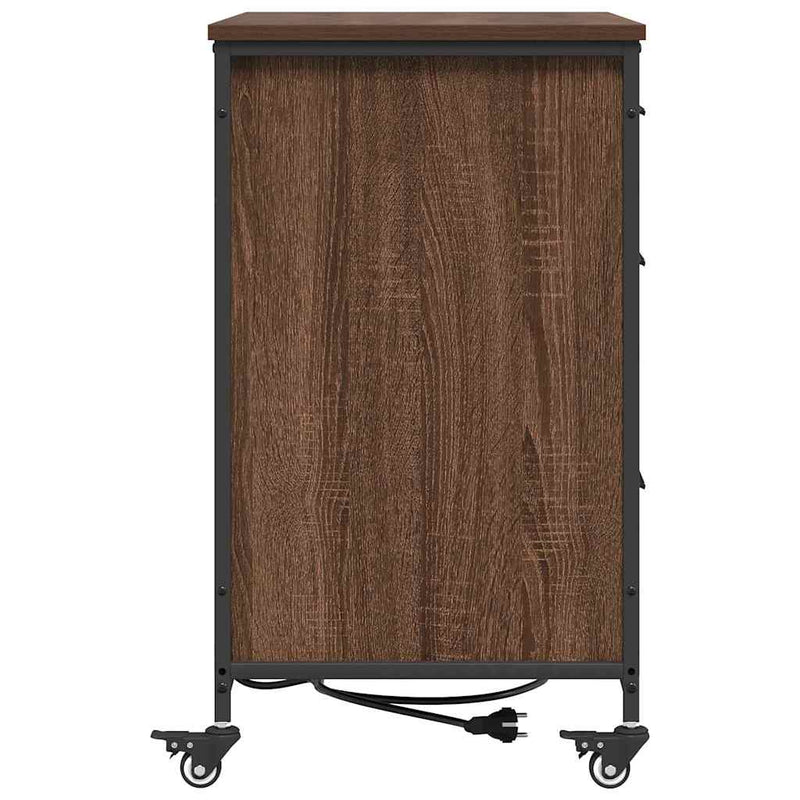vidaXL Irodai szekrény kerékkel barna tölgy 76 x 41 x 72 cm Faanyag