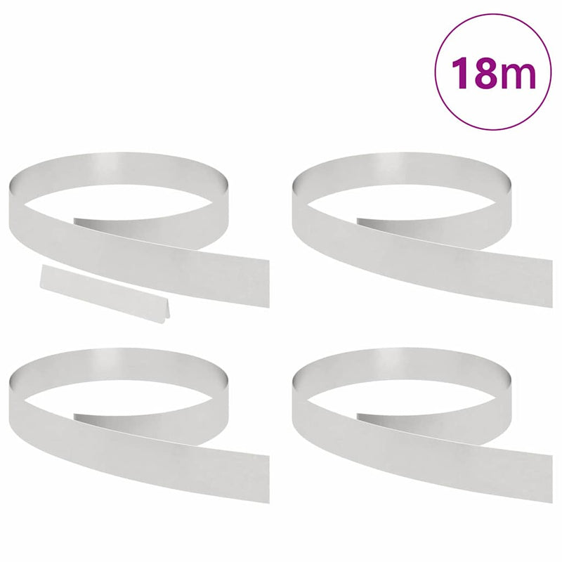vidaXL Fűszegélyezés 4 pcs Ezüst 450 x 0.05 x 15 cm Rozsdamentes acél