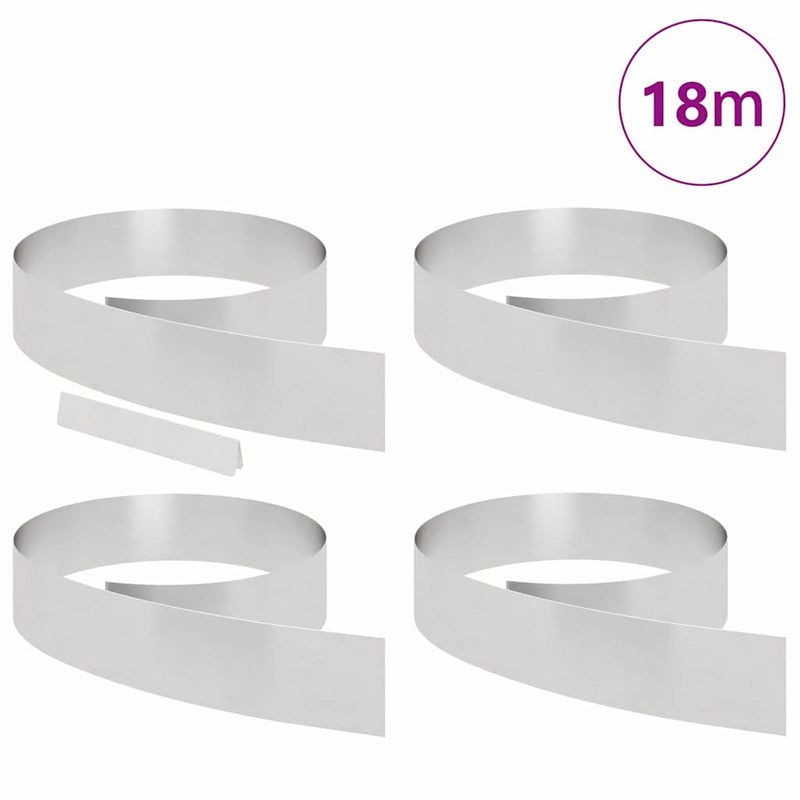 vidaXL Fűszegélyezés 4 pcs Ezüst 450 x 0.05 x 15 cm Rozsdamentes acél