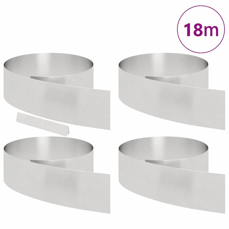 vidaXL Fűszegélyezés 4 pcs Ezüst 450 x 0.05 x 15 cm Rozsdamentes acél