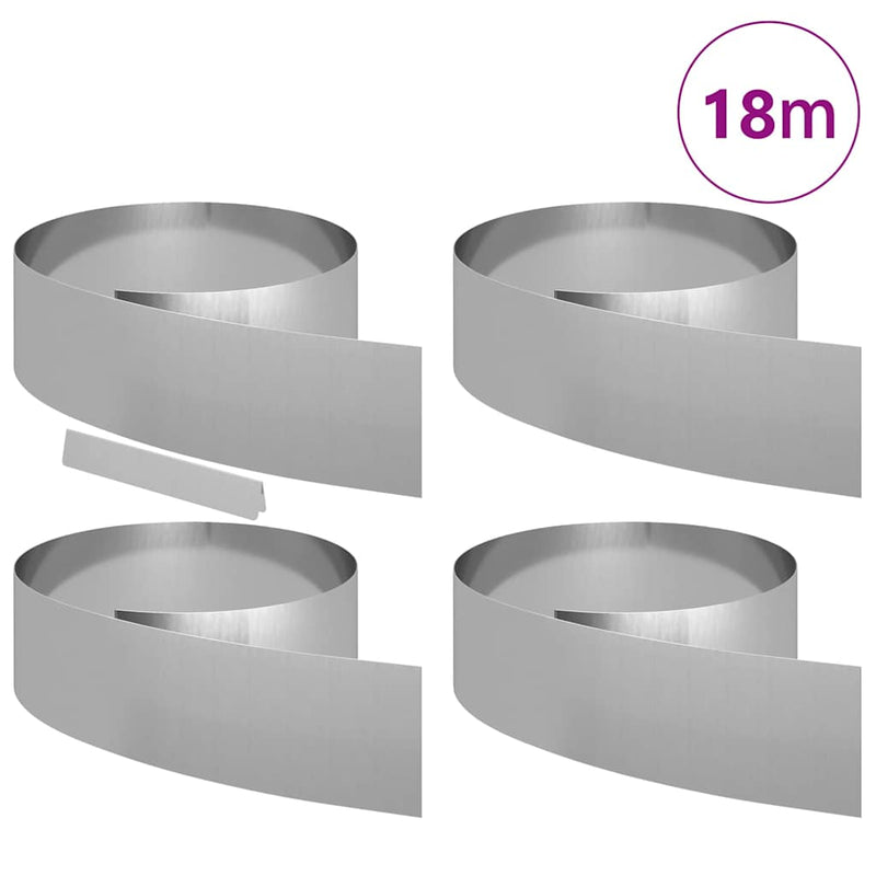 vidaXL Fűszegélyezés 4 pcs Ezüst 450 x 0.05 x 15 cm Horganyzott acél