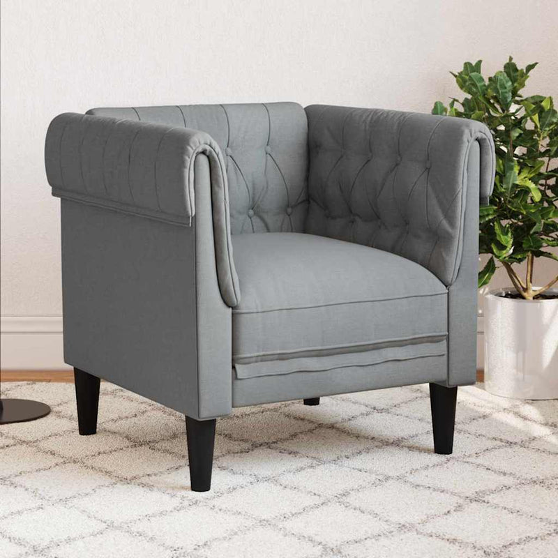 vidaXL Chesterfield Kanapé Szék Világosszürke 78.5 x 74.5 x 74.5 cm