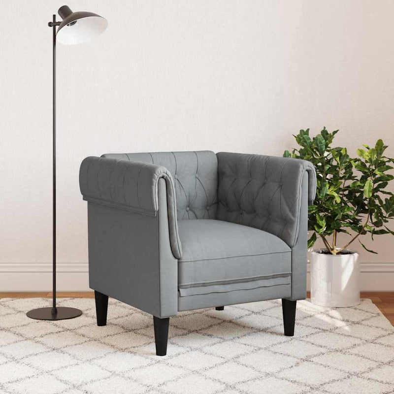 vidaXL Chesterfield Kanapé Szék Világosszürke 78.5 x 74.5 x 74.5 cm