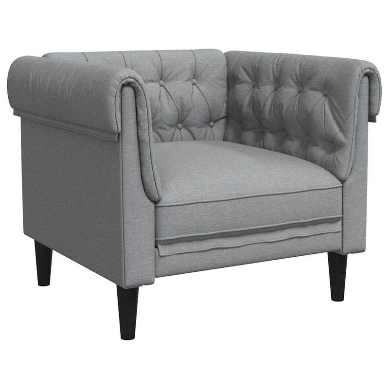 vidaXL Chesterfield Kanapé Szék Világosszürke 78.5 x 74.5 x 74.5 cm