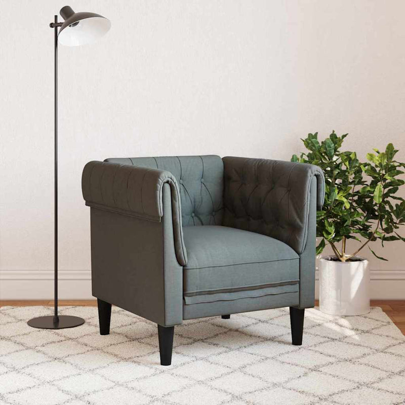 vidaXL Chesterfield Kanapé Szék Sötétszürke 78.5 x 74.5 x 74.5 cm