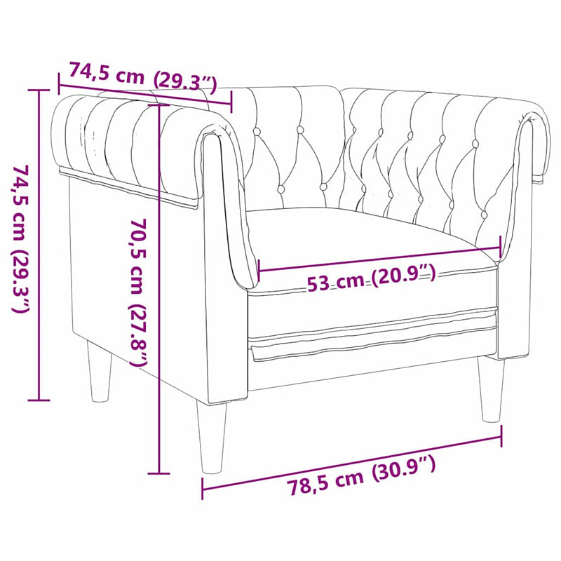 vidaXL Chesterfield Kanapé Szék Sötétszürke 78.5 x 74.5 x 74.5 cm