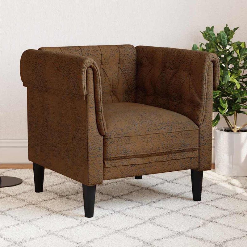 vidaXL Chesterfield Kanapé Szék párnával Barna 78.5 x 74.5 x 74.5 cm