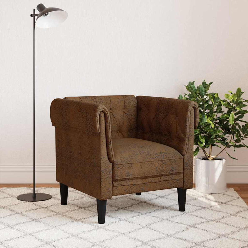 vidaXL Chesterfield Kanapé Szék párnával Barna 78.5 x 74.5 x 74.5 cm