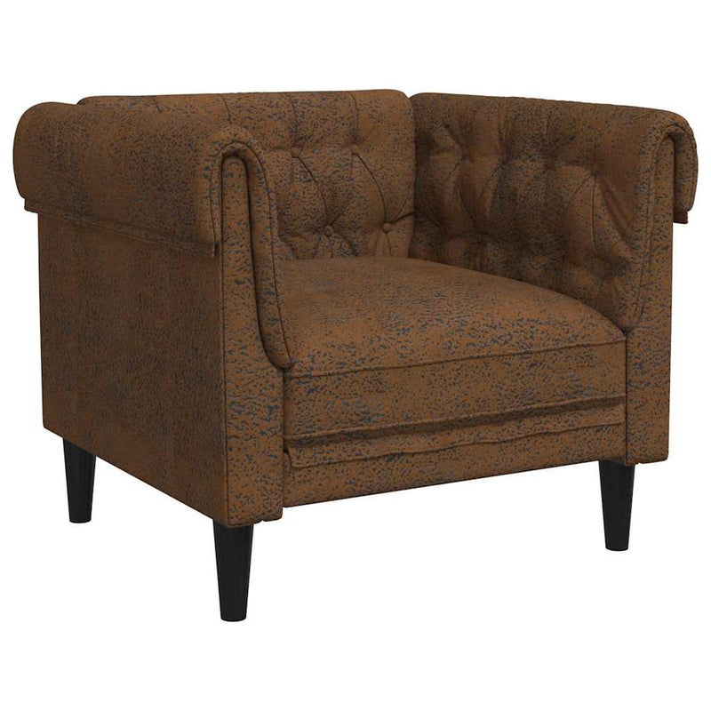 vidaXL Chesterfield Kanapé Szék párnával Barna 78.5 x 74.5 x 74.5 cm