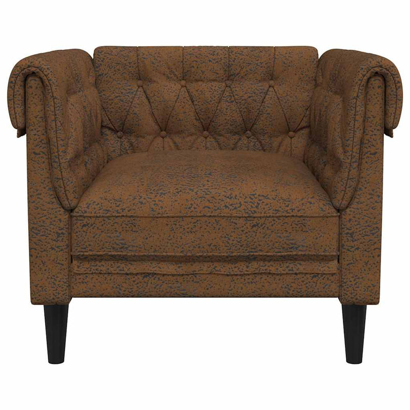 vidaXL Chesterfield Kanapé Szék párnával Barna 78.5 x 74.5 x 74.5 cm