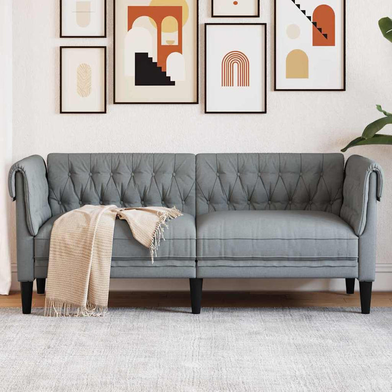vidaXL Chesterfield kanapé Világosszürke 182.5 x 74.5 x 74.5 cm szövet