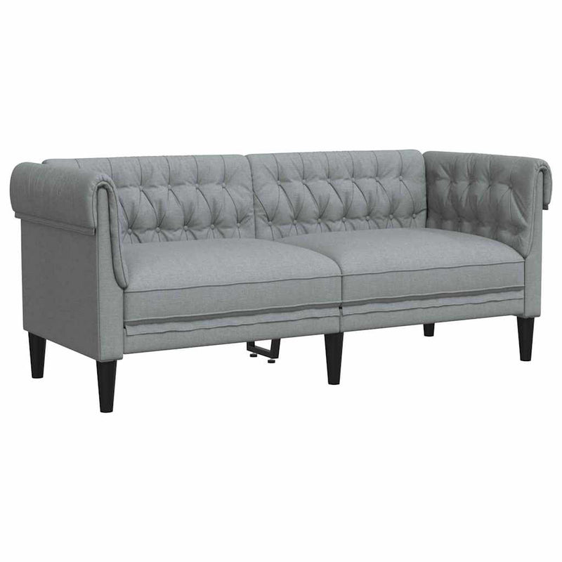 vidaXL Chesterfield kanapé Világosszürke 182.5 x 74.5 x 74.5 cm szövet