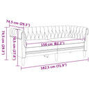 vidaXL Chesterfield kanapé Világosszürke 182.5 x 74.5 x 74.5 cm szövet