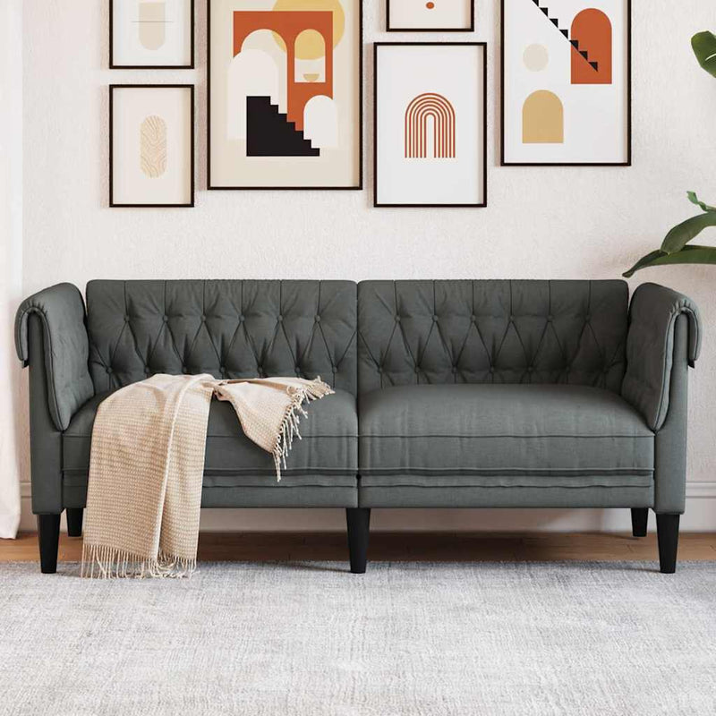 vidaXL Chesterfield kanapé Sötétszürke 182.5 x 74.5 x 74.5 cm szövet