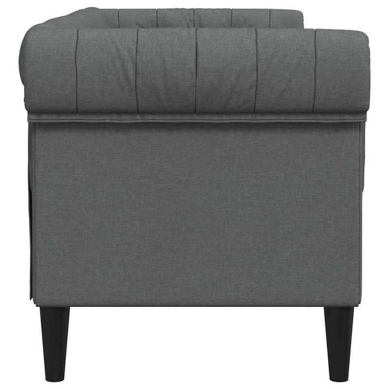 vidaXL Chesterfield kanapé Sötétszürke 182.5 x 74.5 x 74.5 cm szövet