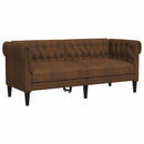vidaXL Chesterfield kanapé Barna 182.5 x 74.5 x 74.5 cm Műbőr velúr