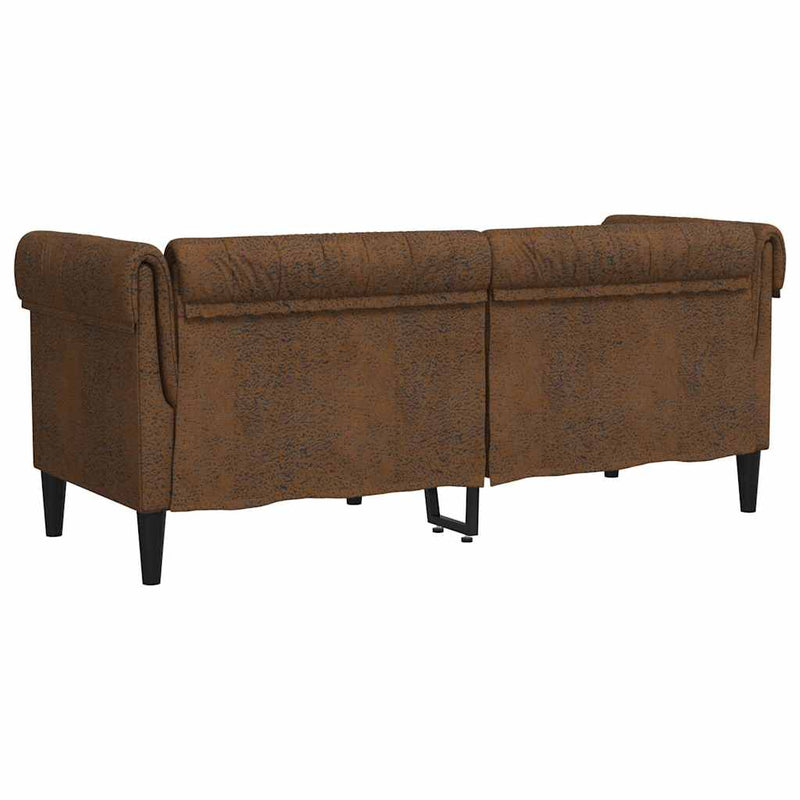vidaXL Chesterfield kanapé Barna 182.5 x 74.5 x 74.5 cm Műbőr velúr