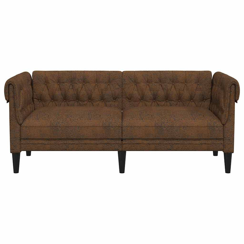 vidaXL Chesterfield kanapé Barna 182.5 x 74.5 x 74.5 cm Műbőr velúr