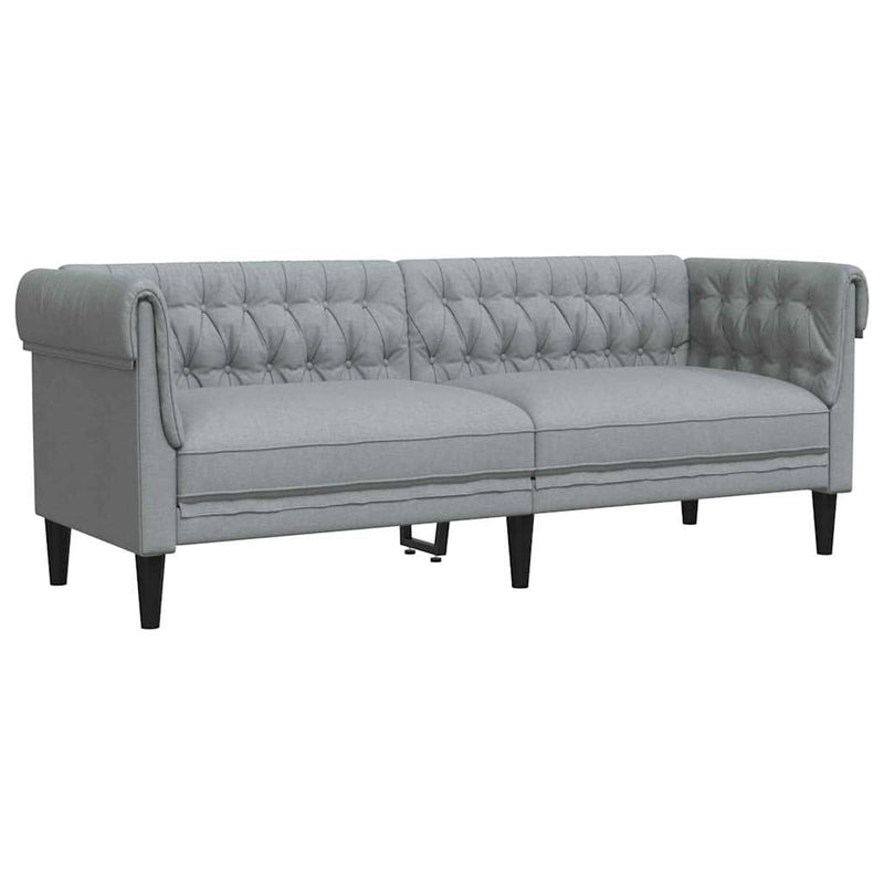 vidaXL Chesterfield kanapé Világosszürke 201.5 x 74.5 x 74.5 cm szövet