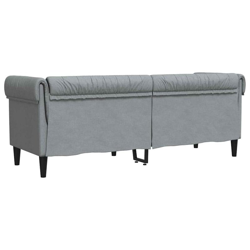 vidaXL Chesterfield kanapé Világosszürke 201.5 x 74.5 x 74.5 cm szövet