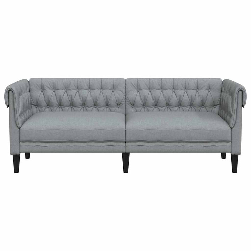 vidaXL Chesterfield kanapé Világosszürke 201.5 x 74.5 x 74.5 cm szövet
