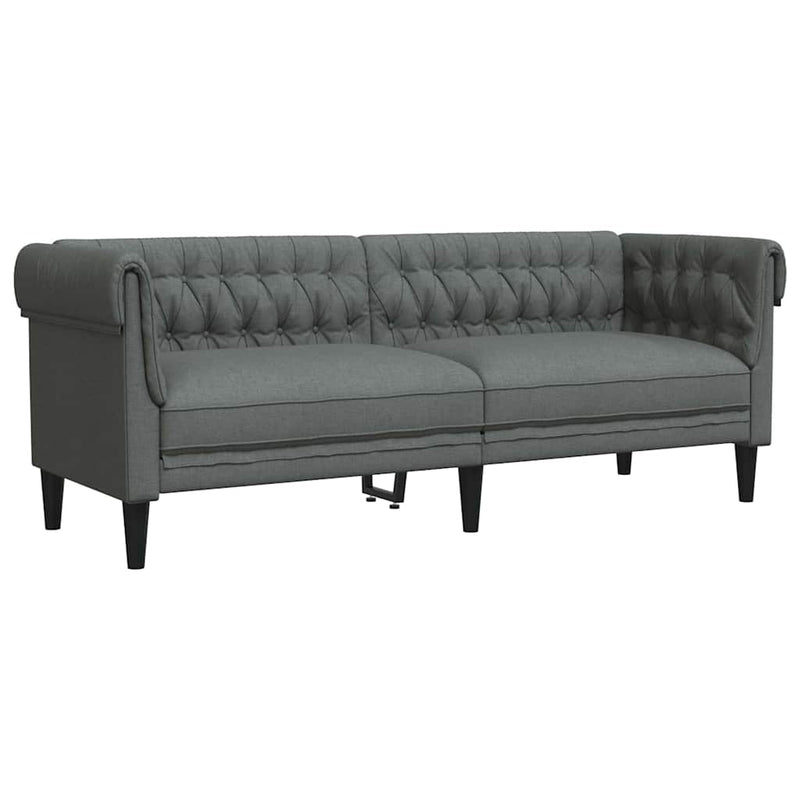 vidaXL Chesterfield kanapé Sötétszürke 201.5 x 74.5 x 74.5 cm szövet