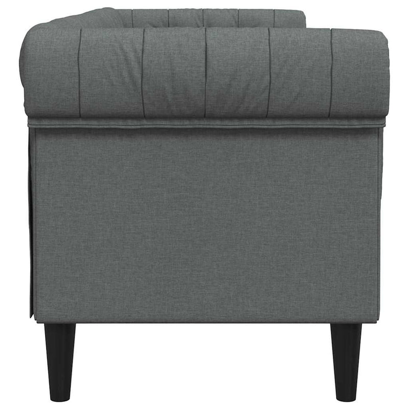 vidaXL Chesterfield kanapé Sötétszürke 201.5 x 74.5 x 74.5 cm szövet