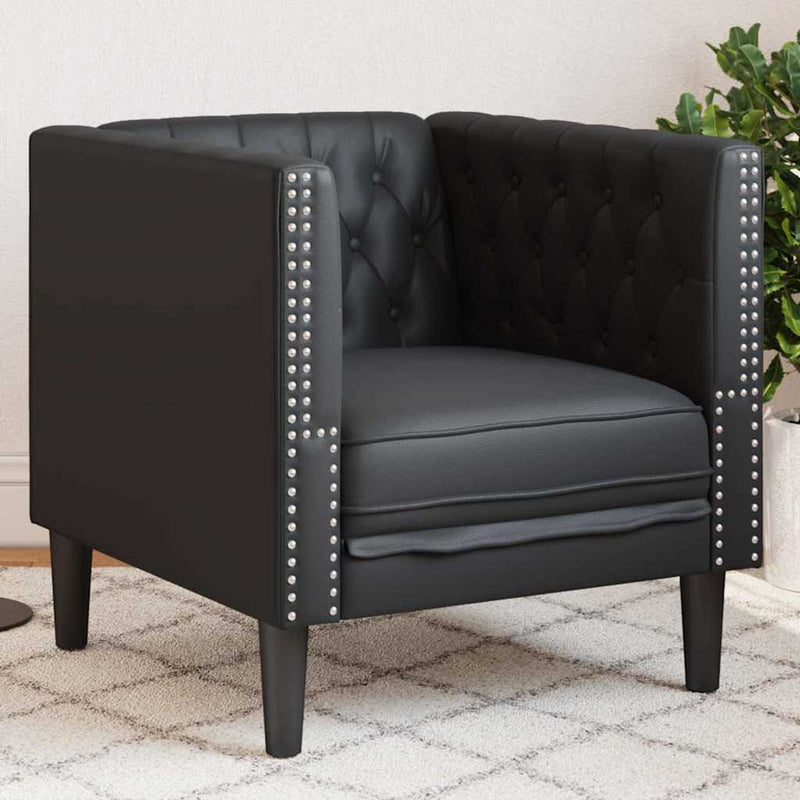 vidaXL Chesterfield Kanapé Szék Fekete 71 x 74.5 x 70.5 cm Műbőr