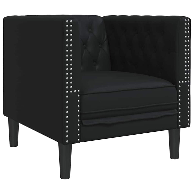 vidaXL Chesterfield Kanapé Szék Fekete 71 x 74.5 x 70.5 cm Műbőr
