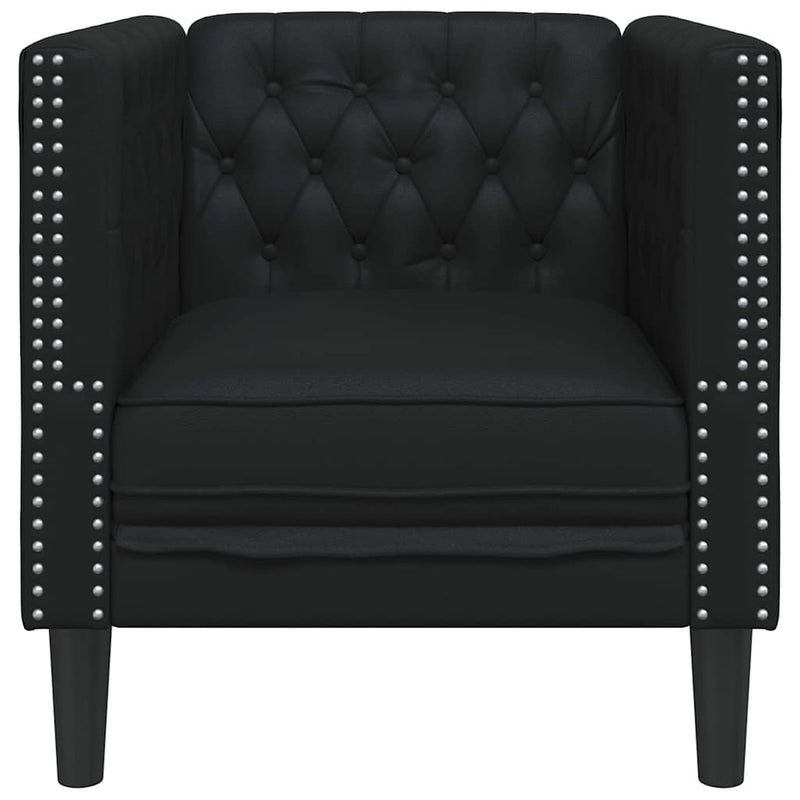 vidaXL Chesterfield Kanapé Szék Fekete 71 x 74.5 x 70.5 cm Műbőr